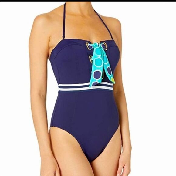 🆕️Trina Turk MADE IN THE SHADE BANDEAU ONE PIECE SWIMSUIT Sz 6 - Picture 15 of 16
